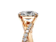 Crossover Engagement Ring Setting for Oval Center with Pave and Plain Strands and Prong Head in Rose Gold