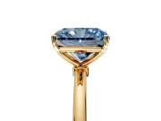 Solitaire Engagement Ring Setting for Fancy Blue Radiant Cut Center with Straight Thin Band and Prong Head in Yellow Gold