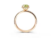 Hidden Halo Engagement Ring Setting for Fancy Yellow Oval Center with Pave Band and Prong Head in Rose Gold