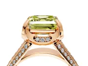 Solitaire Engagement Ring Setting for Fancy Yellow Asscher Cut Center with Accented Split Shank and Prong Head in Rose Gold