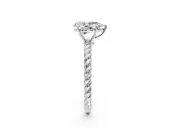 Solitaire Engagement Ring Setting for Pear-Shaped Center with Plain Twisted Rope Band and Prong Head in Platinum