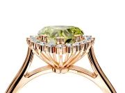 Starburst Halo Engagement Ring Setting for Fancy Yellow Heart-Shaped Center with Thin Round-Wire Band and Prong Head in Rose Gold