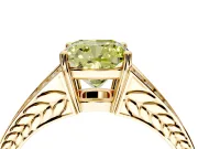 Split Shank Engagement Ring Setting for Fancy Yellow Cushion Cut Center with Pave Split Shank and Prong Head in Yellow Gold