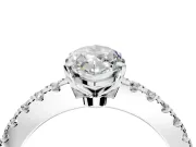 Solitaire Engagement Ring Setting for Marquise Center with Single Row Accent Band and Prong Head in Sterling Silver