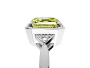 Cluster Engagement Ring Setting for Fancy Yellow Asscher Cut Center with Milgrain Shoulder Clusters and Prong Head in White Gold