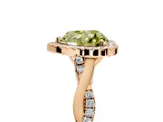 Halo Engagement Ring Setting for Fancy Yellow Heart-Shaped Center with Twist Band and Prong Head in Rose Gold