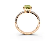 Solitaire Engagement Ring Setting for Fancy Yellow Radiant Cut Center with Multi-Row Pave Accents and Basket Head in Rose Gold