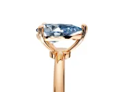 Minimalist Solitaire Engagement Ring Setting for Fancy Blue Pear-Shaped Center with Thin Band and Prong Head in Rose Gold