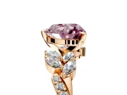 Solitaire Engagement Ring Setting for Fancy Pink Heart-Shaped Center with Marquise Accent Twist Band and Prong Head in Rose Gold