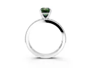 Milgrain Pave Engagement Ring Setting for Fancy Green Emerald Cut Center with Accent Band and Prong Head in Platinum