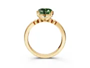 Solitaire Engagement Ring Setting for Fancy Green Heart-Shaped Center with Beaded Shoulders and Prong Head in Yellow Gold