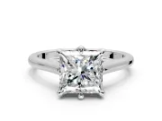 Solitaire Engagement Ring Setting for Princess Cut Center with Cathedral Band and Prong Head in Sterling Silver