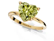 Minimalist Solitaire Engagement Ring Setting for Fancy Yellow Heart-Shaped Center with Thin Band and Prong Head in Yellow Gold