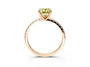 Solitaire Engagement Ring Setting for Fancy Yellow Oval Center with Fine Pave Narrow Band and Prong Head in Rose Gold