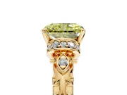 Solitaire Engagement Ring Setting for Fancy Yellow Radiant Cut Center with Filigree Band and Prong Head in Yellow Gold