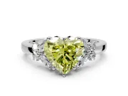 Solitaire Engagement Ring Setting for Fancy Yellow Heart-Shaped Center with Marquise Flower Shoulders and Prong Head in White Gold