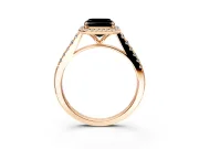 Halo Engagement Ring Setting for Fancy Black Asscher Cut Center with Narrowing Pave Band and Prong Head in Rose Gold