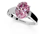 Solitaire Engagement Ring Setting for Fancy Pink Oval Center with Tapered Split Shoulders and Prong Head in Platinum