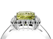 Starburst Halo Engagement Ring Setting for Fancy Yellow Princess Cut Center with Flat Cathedral Band and Prong Head in White Gold