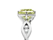 Solitaire Engagement Ring Setting for Fancy Yellow Princess Cut Center with Accented Twist Band and Leaf Prong Head in Platinum