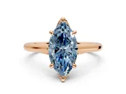 Solitaire Engagement Ring Setting for Fancy Blue Marquise Center with Cathedral Band and Prong Head in Rose Gold