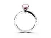 Open Basket Engagement Ring Setting for Fancy Pink Asscher Cut Center with Pave Band and Prong Head in Platinum