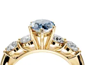 5 Stone Engagement Ring Setting for Fancy Blue Marquise Center with Graduated Accents and Prong Head in Yellow Gold