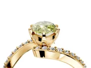 Solitaire Engagement Ring Setting for Fancy Yellow Marquise Center with Pave Bypass Swirl Band and Prong Head in Yellow Gold