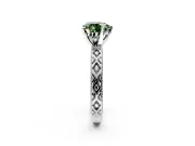 Solitaire Engagement Ring Setting for Fancy Green Heart-Shaped Center with Milgrain X Pattern Band and Prong Head in Platinum