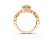 Milgrain Bezel Engagement Ring Setting for Fancy Yellow Princess Cut Center with Marquise Stations and Bezel Head in Rose Gold