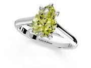 Solitaire Engagement Ring Setting for Fancy Yellow Pear-Shaped Center with Cathedral Band and Prong Head in Sterling Silver