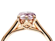 Solitaire Engagement Ring Setting for Fancy Pink Oval Center with Cathedral Band and Prong Head in Rose Gold