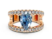 Solitaire Engagement Ring Setting for Fancy Blue Pear-Shaped Center with Wide-Open Split Shank and Prong Head in Rose Gold