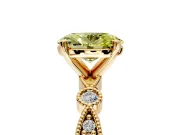 Solitaire Engagement Ring Setting for Fancy Yellow Oval Center with Milgrain Bezel Accents and Prong Head in Yellow Gold