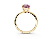 Minimalist Solitaire Engagement Ring Setting for Fancy Pink Round Cut Center with Thin Band and Prong Head in Yellow Gold