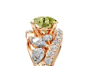 Halo Engagement Ring Setting for Fancy Yellow Round Cut Center with Marquise and Pave Bypass Band and Prong Head in Rose Gold