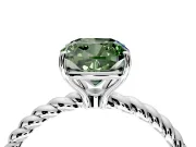 Solitaire Engagement Ring Setting for Fancy Green Cushion Cut Center with Plain Twisted Rope Band and Prong Head in Sterling Silver