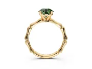 Solitaire Engagement Ring Setting for Fancy Green Round Cut Center with Bamboo Band and Prong Head in Yellow Gold