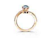 Solitaire Engagement Ring Setting for Fancy Blue Marquise Center with Pave Bypass Swirl Band and Prong Head in Rose Gold