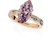 Solitaire Engagement Ring Setting for Fancy Pink Marquise Center with Channel Baguette Band and Prong Head in Rose Gold