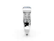 Bezel Engagement Ring Setting for Fancy Blue Princess Cut Center with Wide Channel-Set Band and Bezel Head in Platinum