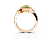 Halo Engagement Ring Setting for Fancy Yellow Radiant Cut Center with Milgrain Rim, Pave Band and Prong Head in Rose Gold