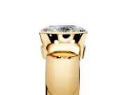 Tension Engagement Ring Setting for Oval Center with Wide Flat Band and Tension Head in Yellow Gold
