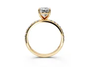 Solitaire Engagement Ring Setting for Radiant Cut Center with Micro Pave Band and Prong Head in Yellow Gold