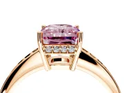 Solitaire Engagement Ring Setting for Fancy Pink Radiant Cut Center with Channel-Set Accent Band and Prong Head in Rose Gold