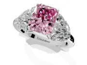 Leaf Cluster Engagement Ring Setting for Fancy Pink Radiant Cut Center with Marquise Accents and Prong Head in Platinum