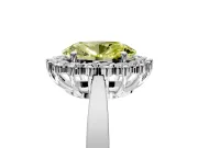 Starburst Halo Engagement Ring Setting for Fancy Yellow Oval Center with Flat Cathedral Band and Prong Head in Platinum