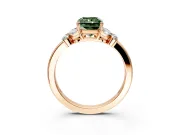 Solitaire Engagement Ring Setting for Fancy Green Radiant Cut Center with Marquise Flower Shoulders and Prong Head in Rose Gold