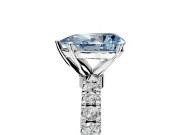 Open Basket Engagement Ring Setting for Fancy Blue Pear-Shaped Center with Pave Band and Prong Head in Sterling Silver