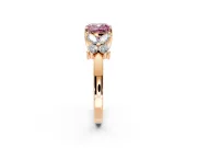 Floral Engagement Ring Setting for Fancy Pink Cushion Cut Center with Marquise Cluster Shoulders and Prong Head in Rose Gold